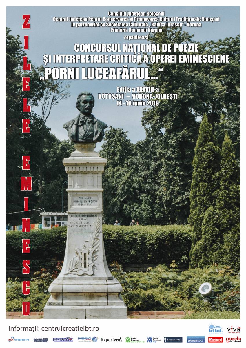 Concursul Naţional de Poezie şi Interpretare Critică a Operei Eminesciene „Porni Luceafărul…”, Ediţia a XXXVIII-a, 14-16 iunie 2019