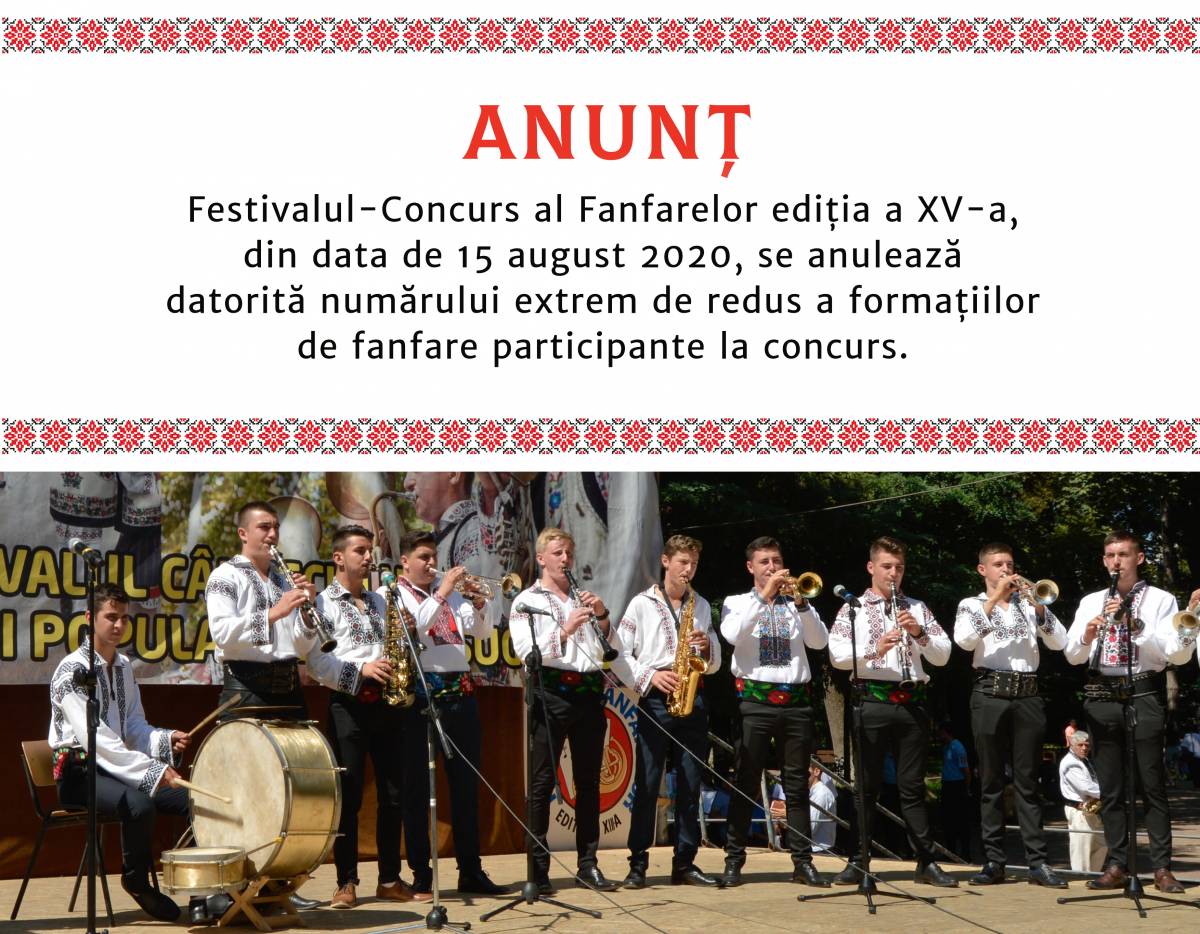 Anunț – Festivalul Fanfarelor – 15 august 2020