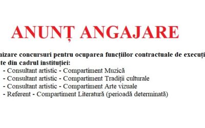 Rezultat selecție dosare concurs referent – Compartiment Literatură și teatru popular